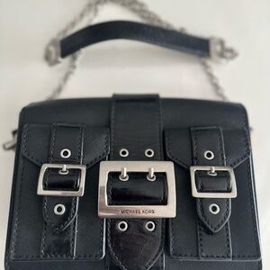 Michael Kors Hayden Black Crossbody Bag with Silver Accents